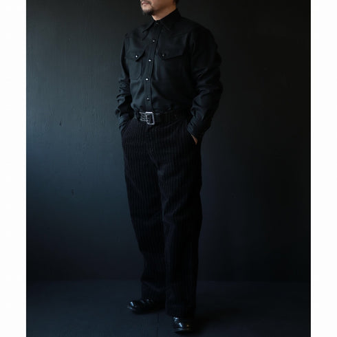 Black Sign 1940s Wool Flannel Cowboy Formal Shirt