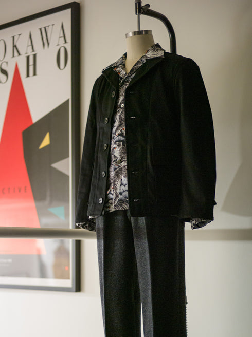 Black Sign L/S 1950s White Tiger Sports Shirt