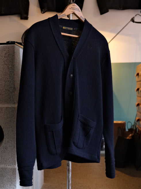 Black Sign Worsted Button Front Work Cardigan