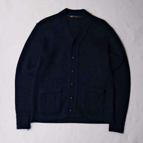 Black Sign Worsted Button Front Work Cardigan