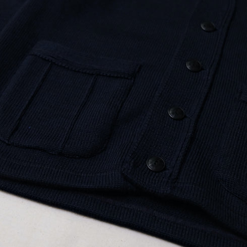 Black Sign Worsted Button Front Work Cardigan
