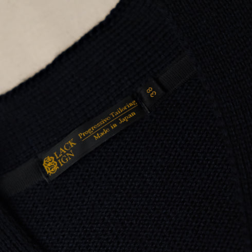 Black Sign Worsted Button Front Work Cardigan