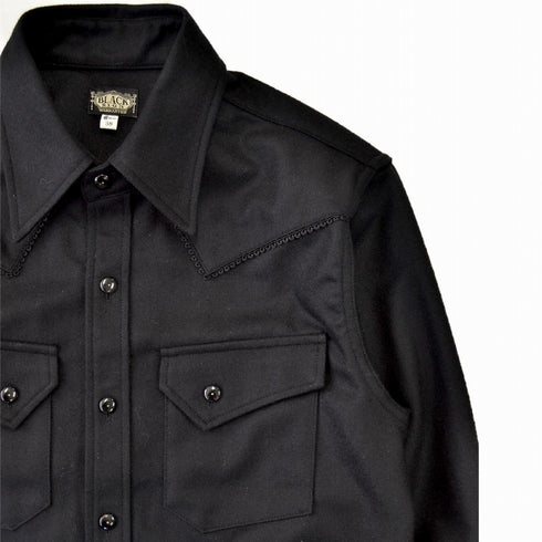 Black Sign 1940s Wool Flannel Cowboy Formal Shirt