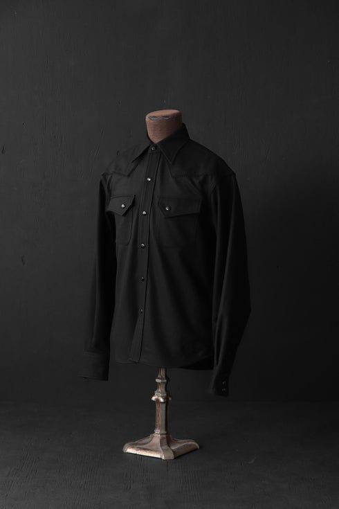 Black Sign 1940s Wool Flannel Cowboy Formal Shirt