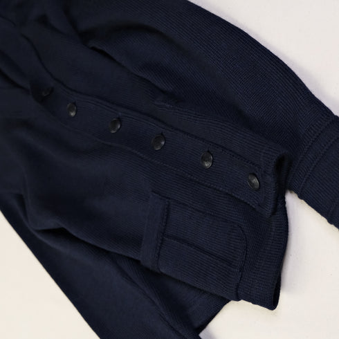 Black Sign Worsted Button Front Work Cardigan