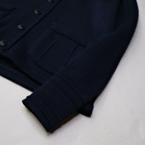 Black Sign Worsted Button Front Work Cardigan